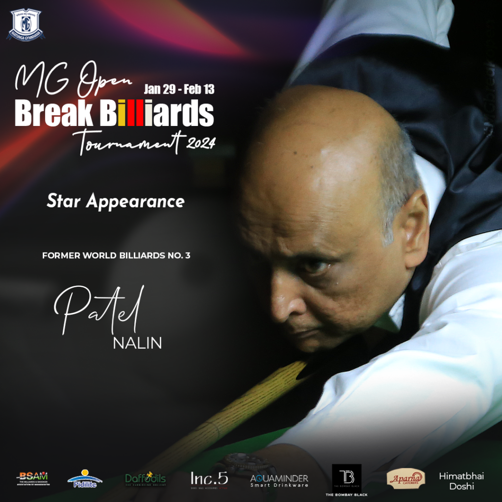 Veteran Cueist Nalin aims for MG Open Break Billiards Tournament 2024.